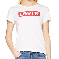 t-shirt Levi's blanc logo rouge pour femme en promo
