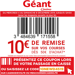 Bon de réduction de 10 € sur vos courses chez Geant U