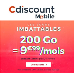 Cdiscount Mobile 200 go en promotion